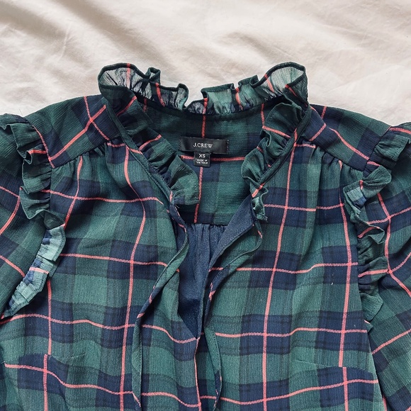 J.Crew Tie-neck Tiered Dress in Black Watch Tartan - Picture 3 of 5